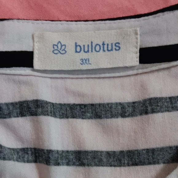 Black/White Striped Blouse, Zip Front Roll Tab Sleeves 3XL - Picture 13 of 13